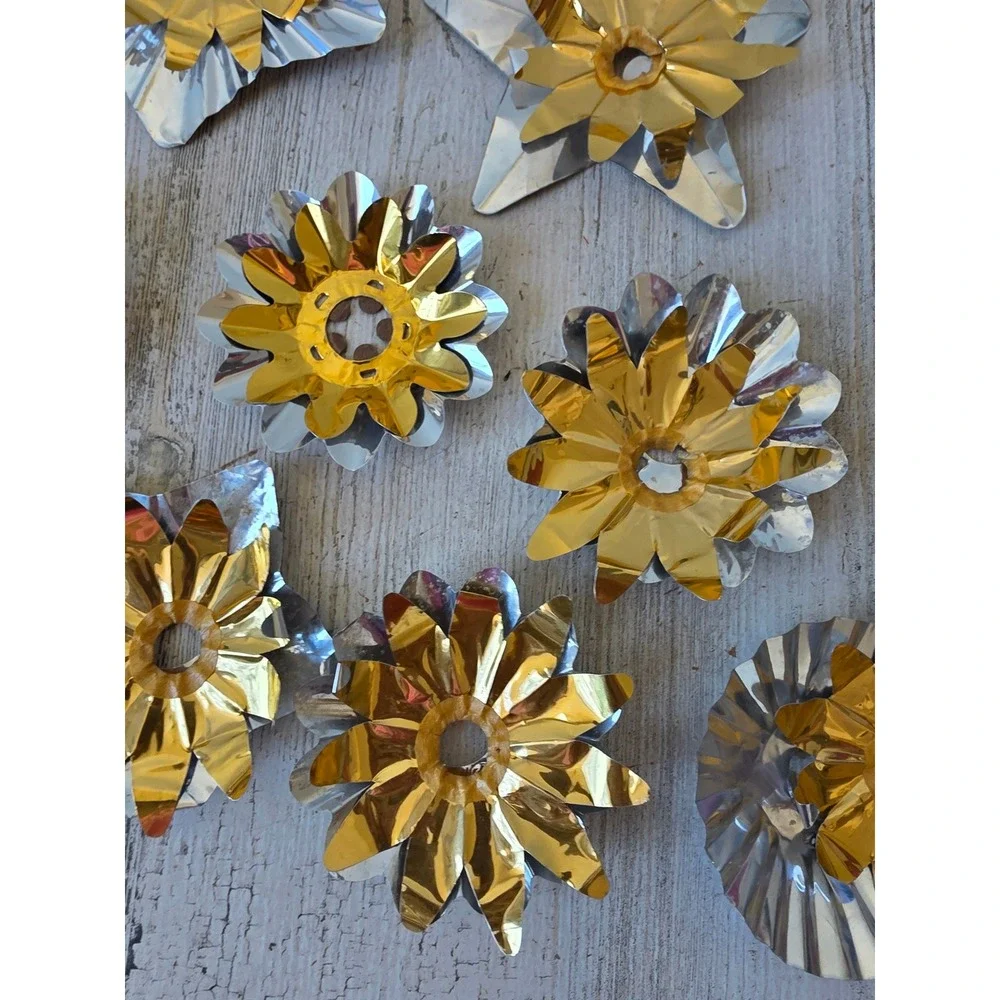Vintage gold reflector foil ornament holder Xmas decor